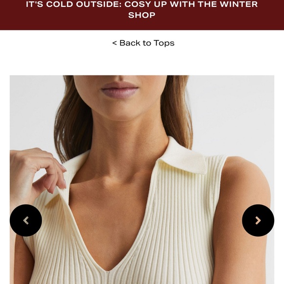 Reiss Cream V-Neck Sleeveless Sweater - Picture 4 of 9